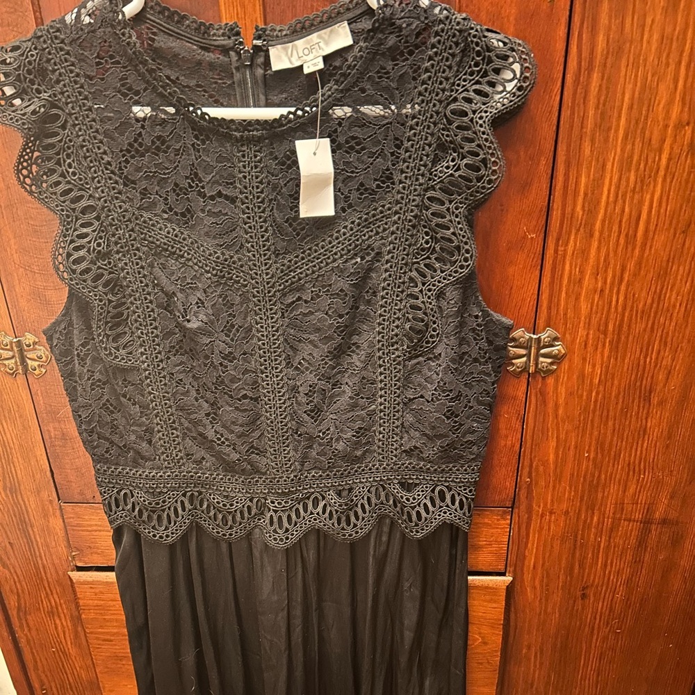 LOFT Black Lace Sleeveless Cocktail Dress